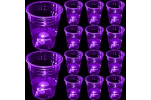 mishunyus 24 Pack Party Cups, Purple Glow Colored Plastic Cups, 16-Ounce Plastic Party Cups, Strong and Sturdy for Party Supplies