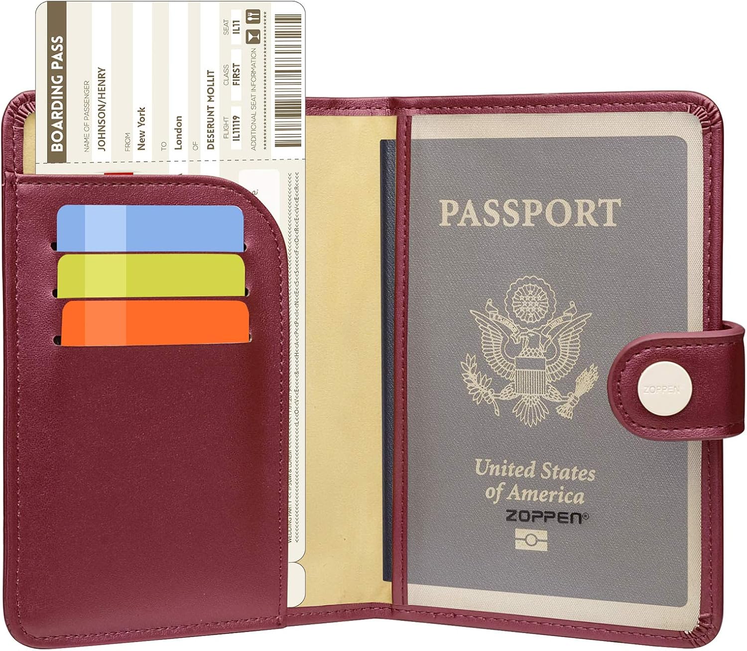 | Zoppen Passport Cover Rfid Blocking Travel Passport Wallet Slim Id Card Case (#36 Royal Red) | Passport Covers