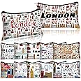 Reginary 12 Pack Cosmetic Bag Travel Souvenirs Gift Makeup Bag Lover Gifts Friendship Family Toiletry Storage for Women Vacation Traveller Trip(London)