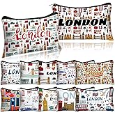 Reginary 12 Pack Cosmetic Bag Travel Souvenirs Gift Makeup Bag Lover Gifts Friendship Family Toiletry Storage for Women Vacation Traveller Trip(London)