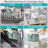 IGNPION Canvas Bedside Hanging Storage Organizer Caddy Green view 4