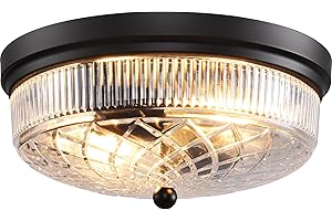 Semi Flush Mount Ceiling Light with Clear Glass Shades,3-Lights Industrial Semi Flush Mount Ceiling Light, 3-Light Industrial