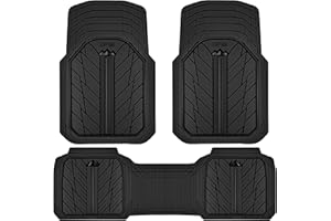 CAR PASS Heavy Rubber Car Floor Mats, Deep Waterproof Car Mats All Weather, Universal Trim-to Fit Automotive Floor Mats for Car SUV Truck Van, Durable Floor Liners Solid Black