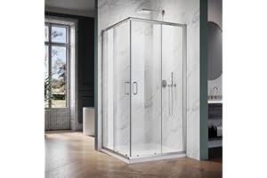 ELEGANT Corner Shower Enclosure For Bathroom 36 in.D x 36 in. W x 72 in. H, Double Sliding Shower Door with 1/4 in. Clear Glass, Brushed Nickel (Shower Base Not Included)