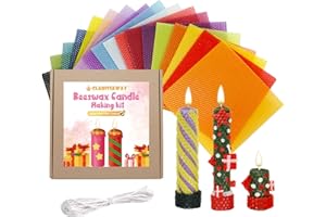 Clarissaway Beeswax Candle Making Kit -18 Pcs Beeswax Sheets for Candle Making Hand Make Your Own Beeswax Rolling Sheet Crafts Gift Kit, DIY Candle Making Kit for Kids 8 x 8 inch-Enthusiasm Colors