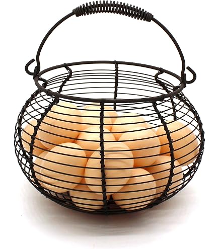 Panier à œufs En Métal Décoratif - 15x15x21 Cm, Rangement Cuisine Ferme, Pour Pâques, Pain, Fruits - 10