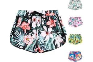 Women's Swim Shorts Drawstring Quick Dry Board Short Floral Beach Summer Sports Tankini Bottoms Cute Comfy Swimwear