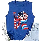 Patriotic Tank Tops for Women Vintage Stars Stripes Graphic Print Memorial Day T Shirt