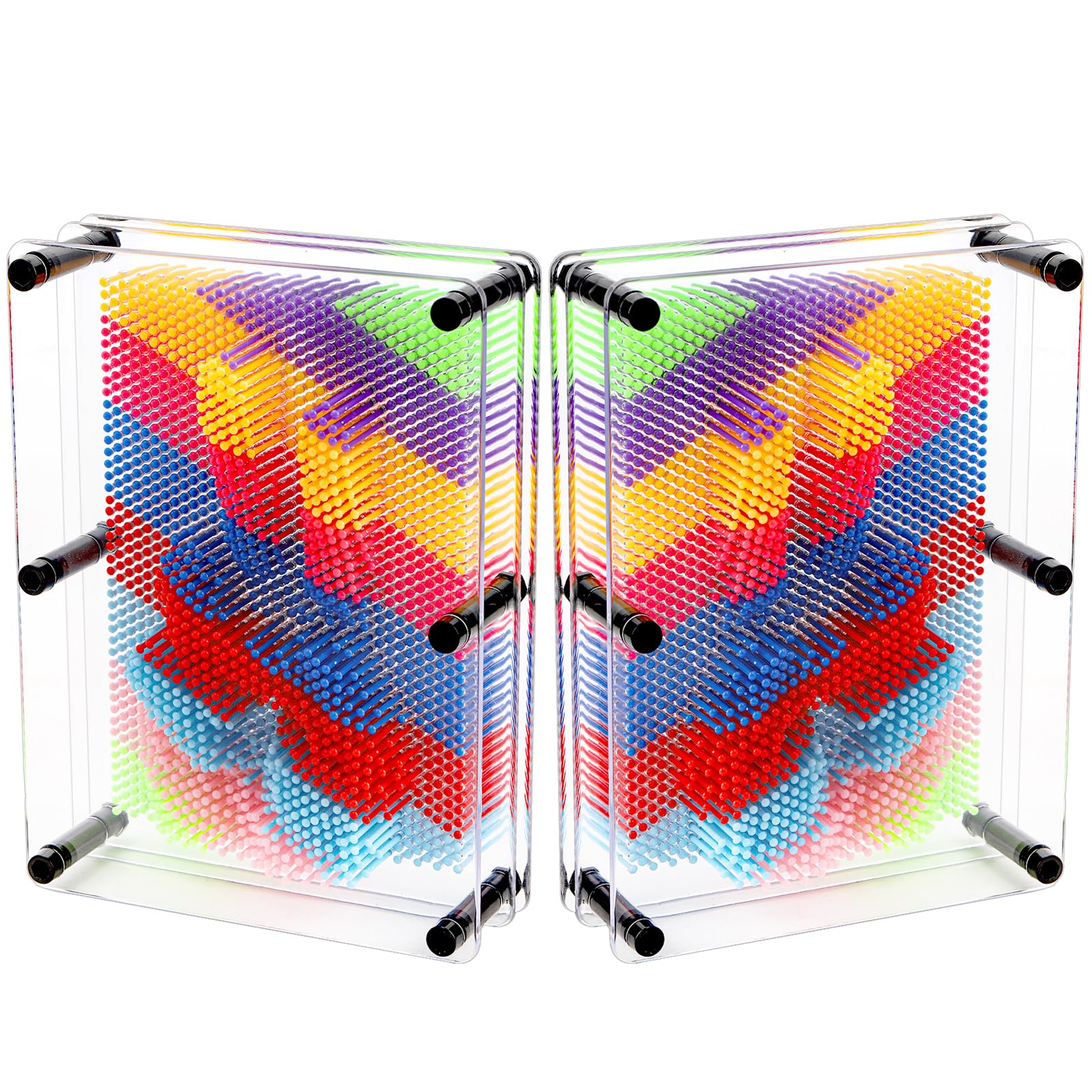 Hacaroa 2 Pack 3D Pin Art Toy, 8"x6" Plastic Pin Art Board Desk Toy Sculpture Craft Fun Creativity for Kids, Adults, Home, Office Decoration, Multicolor