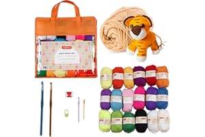 Incraftables Assorted Acrylic Yarn Skeins Set. 18pcs Skein Bundle (22 Yards), Crochet Hooks, Needles, Stitch Markers & Bag. V