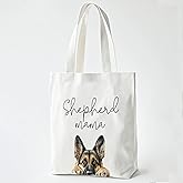 ZYQFN German Shepherd Mama Canvas Tote Bag for Women – Cute Dog Lover Dog Mom Gift, Birthday, Christmas – Reusable Bag for Work, College & Travel. (002)