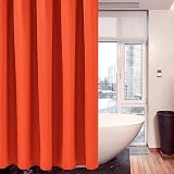 Shower Curtain 152x214cm Orange with Metal Hooks Weighted Hem view 8