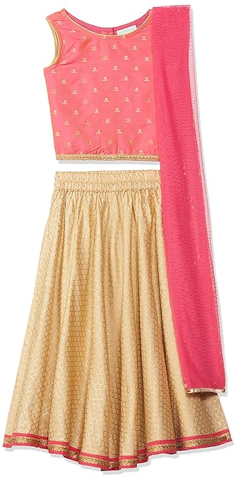 Girl's synthetic Lehenga Choli (110062604_Gold_9-10 Yrs)