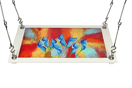 Riyo Moda Outdoor Plywood Hanging (from Ceiling) Swing Set/Jhula with Hand Painted Modern Art for Home and Garden