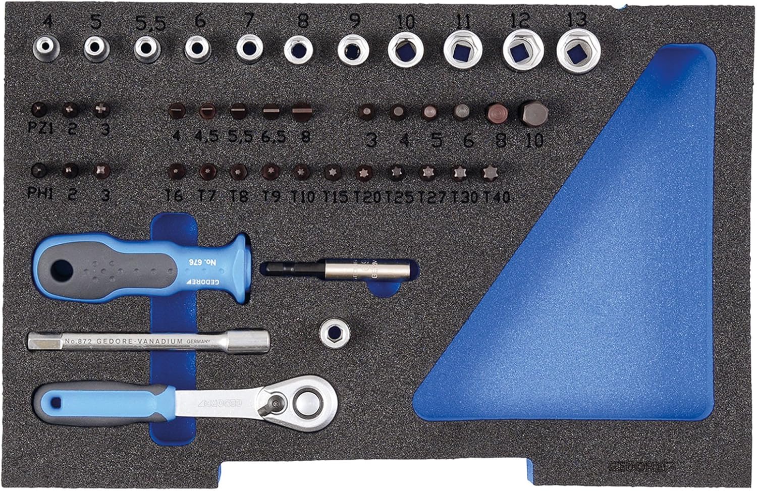 Gedore Socket Set 1/2 L-Boxx 136 Module 1100 CT1 - 20 1/4 Inch, Mehrfarbig, Steckschlüssel-Satz 1/4"