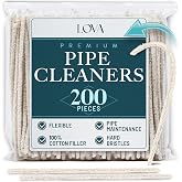 Pipe Cleaners Bulk 200 Pack &ndash; LOVA Hard Bristle, 6 Inch, Steel Wire Core &ndash; Pipe Cleaners for Cleaning Tobacco Pipes, Glass Pipes, Stems &amp; Bowls &ndash; Stiff Bristles Scrub, Cotton Core Absorbs