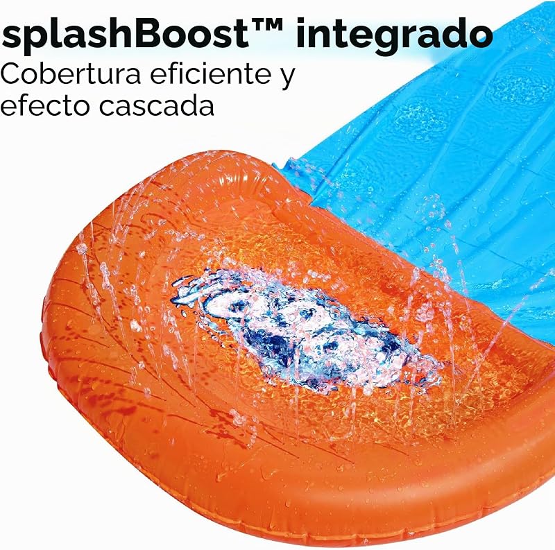 H20GO Single Water Slide, 4.88 m Inflatable Slip and Slide with Built-In Sprinklers
