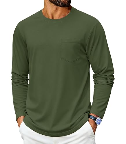 Port & Company Long Sleeve Essential T-Shirt with Pocket, 2XL, Ath