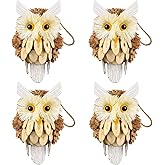 4pcs Woodland Christmas Ornaments - Owl Ornaments for Trees, Handmade Wooden Owls, Rustic Farmhouse Decoration