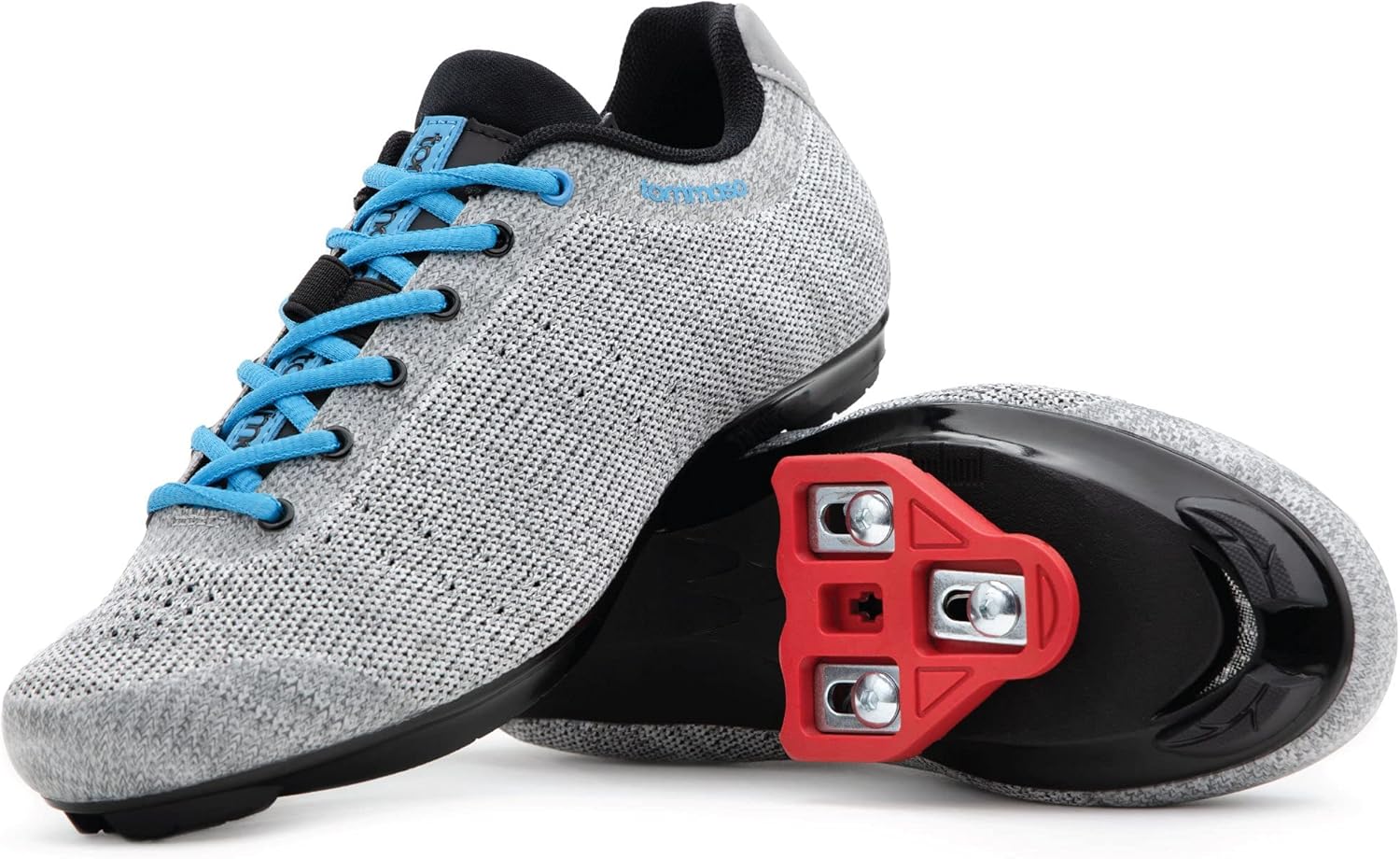  | Tommaso Pista Aria Knit Women's Indoor Cycling Class Ready Shoe and Bundle with Compatible Cleat, Look Delta, SPD - Black, Pink, Grey, Blue | Cycling