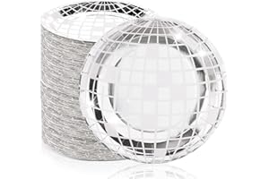 Funtery 50 Pcs Disco Plates 9'' Silver Paper Plates 70s Party Decorations Disposable Disco Dessert Dinner dish Dancing Queen Cowgirl Party Decorations for New Year's Eve Party Supplies 2025