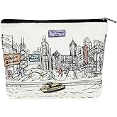 Beary Blu Cities Around the World Artwork Cosmetic Bag Series – Designed in USA, Travel Makeup Bag with Zipper, Souvenir Gift for Women, Artwork Organizer for Purse or Toiletry (Chicago)