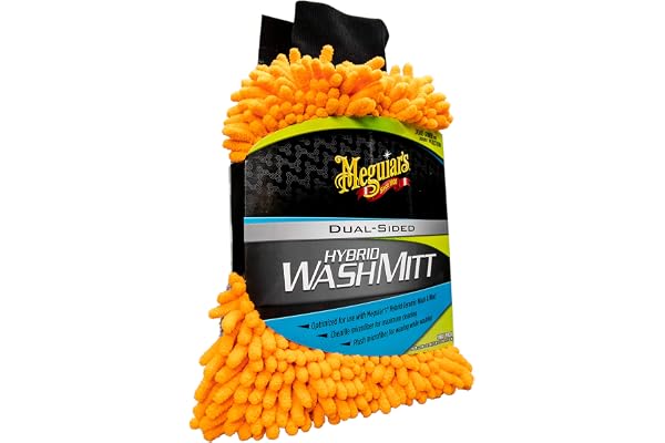 Meguiar's X210200C Dual-Sided Hybrid Car Wash Mitt: Clear Coat Safe Microfiber & Chenille for Washing amd Waxing