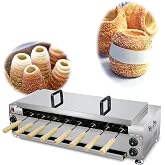 Koalalko Commercial Electric Chimney Cake Oven with 8 Pcs Roller, Hungarian Kurtos Kalacs Cake Pop Roller Machine, Ice Cream Cone Grill Maker, Perfect for Restaurant Home Kitchen Snack Bar, 6000W