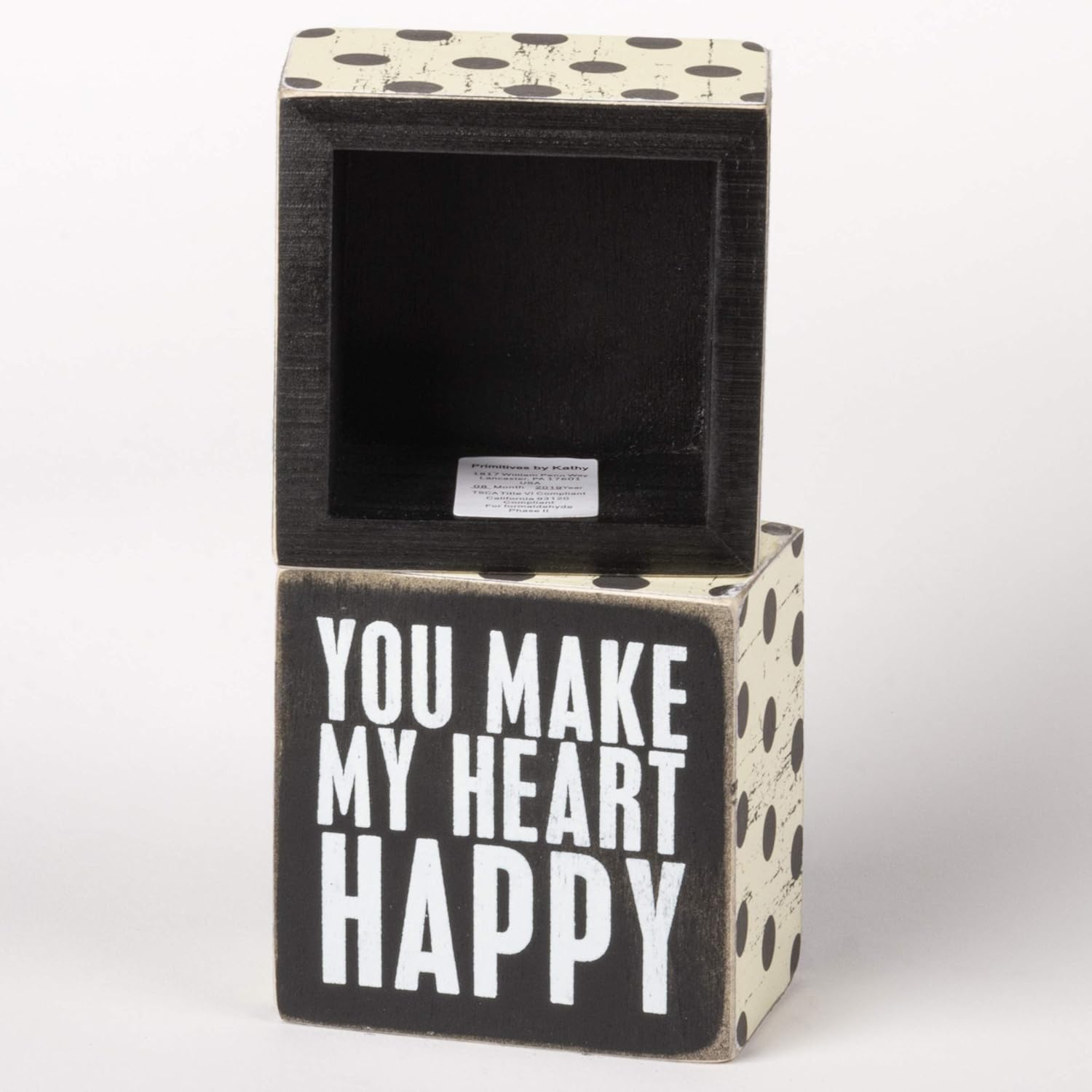 Primitives by Kathy 23238 Chevron Trimmed Box Sign, 3 x 3-Inches, I Love You: Home & Kitchen