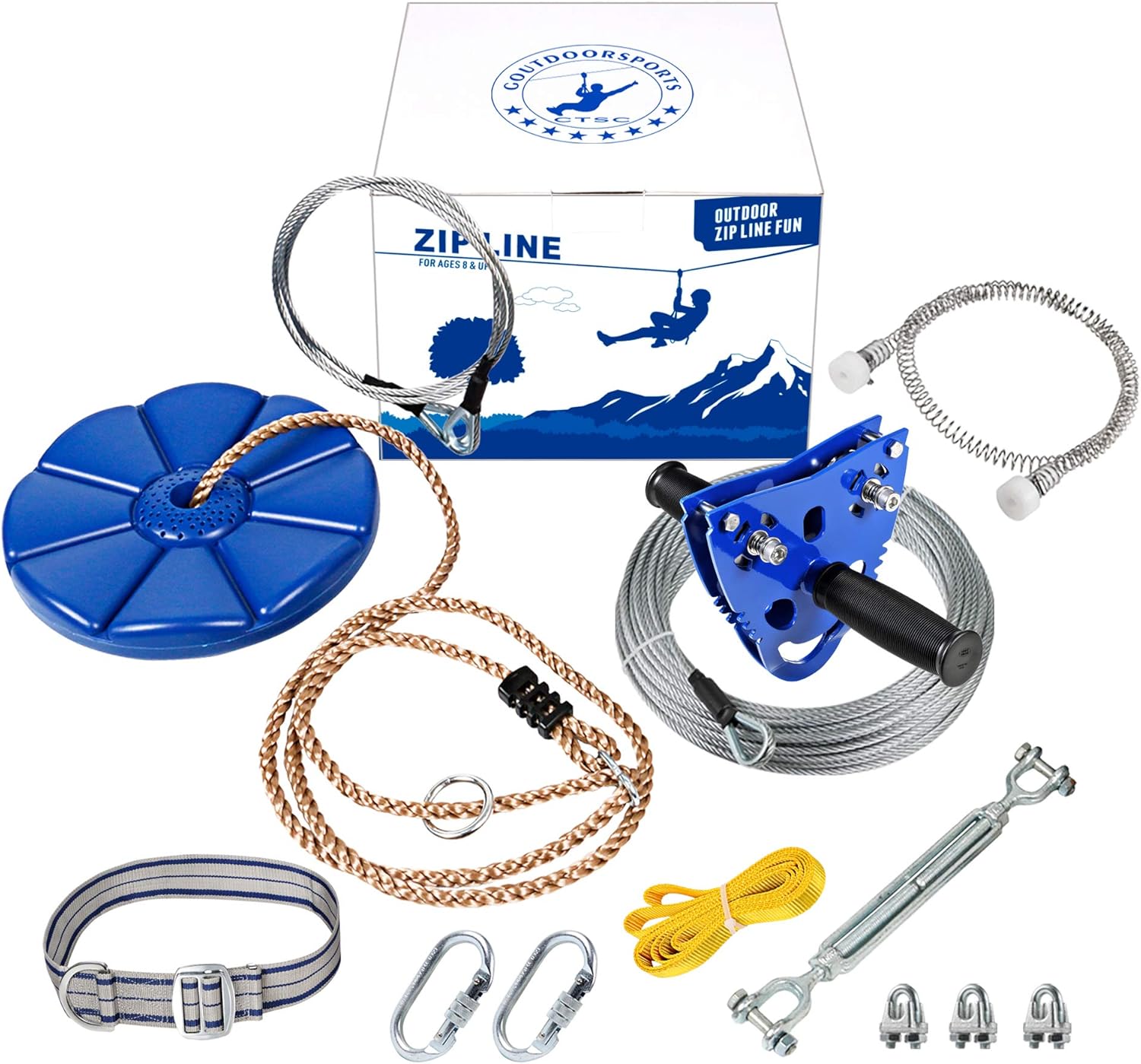 Zip Line Kit Come with EasytoInstall Trolley and Safety Belt Up to