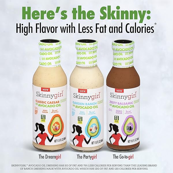 SKINNYGIRL SUGAR FREE GLUTEN FREE AVOCADO OIL SALAD DRESSING, GARDEN RANCH, 11.5 OUNCE