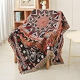 Shesyuki Boho Throw Blanket Reversible Cotton Bohemian Tapestry Hippie Room Decor Outdoor Blanket Double Sided (Boho Patten 6 50"x60")