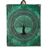 SOMEKLLY Tree of Life Throw Blanket Soft Cozy Lightweight Flannel Blankets with Vintage Mandala Design Printed for Nature Lovers Bedroom Dorm Office Boho Decor Gifts 50x60 Inch