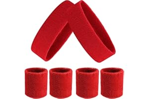 ASTER 6pcs Headband Wristband Set, Including 2pcs Sports Headband and 4pcs Wristband Sports Band Colorful Striped Sweatband for Men and Women Basketball Soccer Yoga Badminton Tennis Volleyball Golf