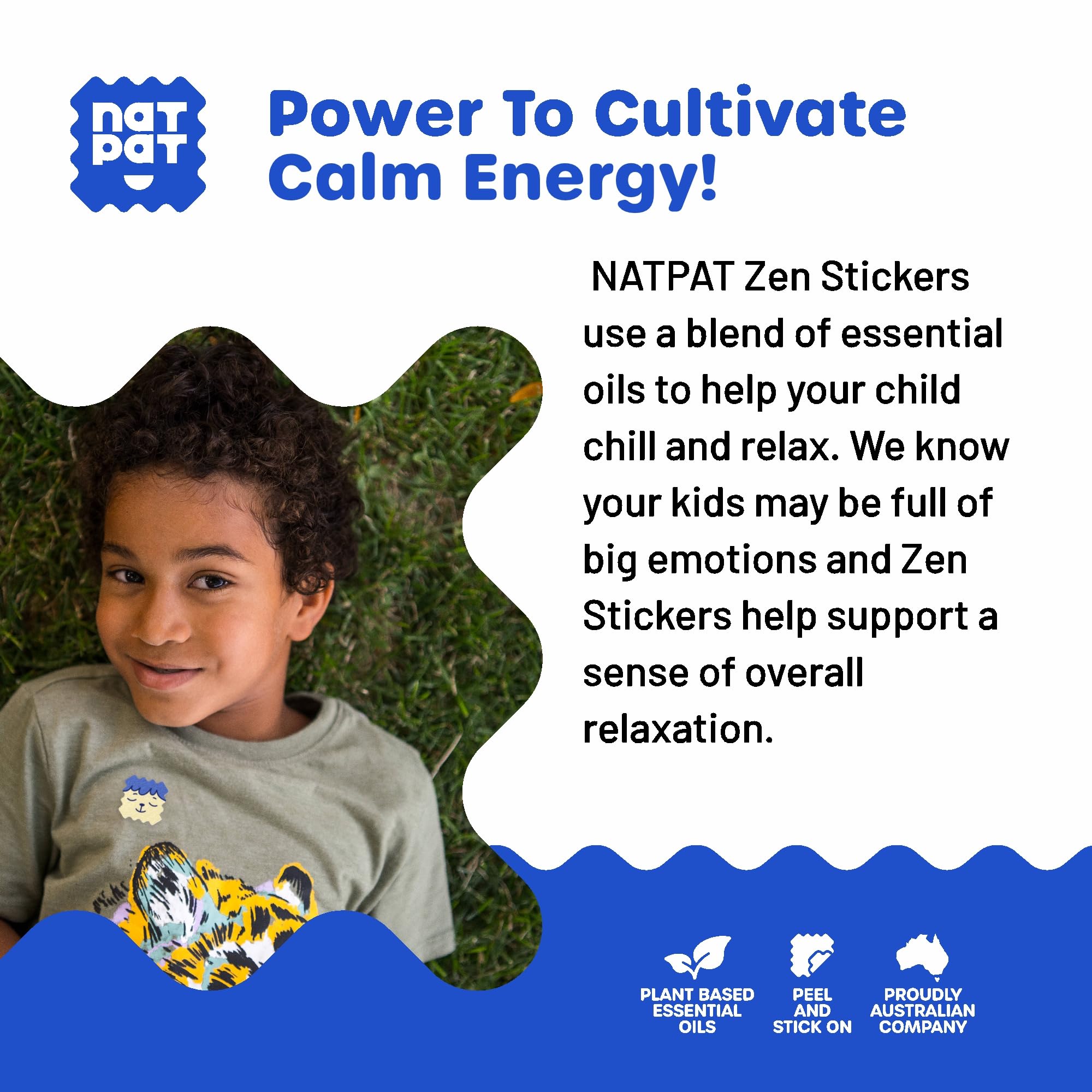 NATPAT Zen Patch Mood Calming Stickers for Kids and Adults - Chemical and Drug Free, Mood Support for Relaxation, Calm and Emotion Regulation - BuzzPatch Natural Patch (24 Pack)