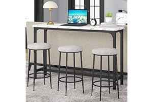 HOMYSHOPY Bar Table Set for 3, 4 Piece Console Table with 3 Stools, Counter Height Kitchen Table Set with 3 Chairs for Breakfast Nook, Living Room and Apartment (White & Black)