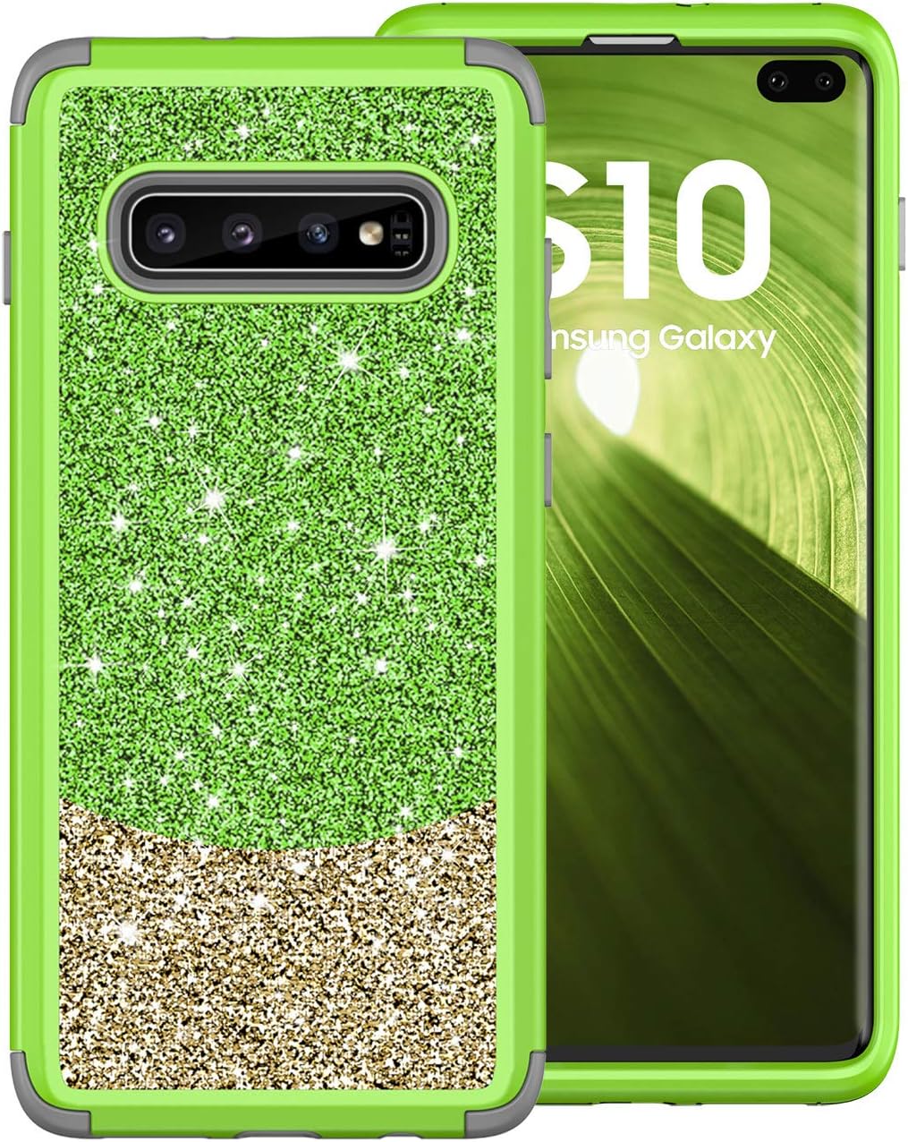 Galaxy S10 Plus Case, ZERMU Three Layer Shockproof Luxury Glitter Cute Bling Soft Protective Hard Shell Hybrid Rubber Bumper Armor Sparkly Shining Fashion Style Case for Samsung Galaxy S10 Plus 6.4"