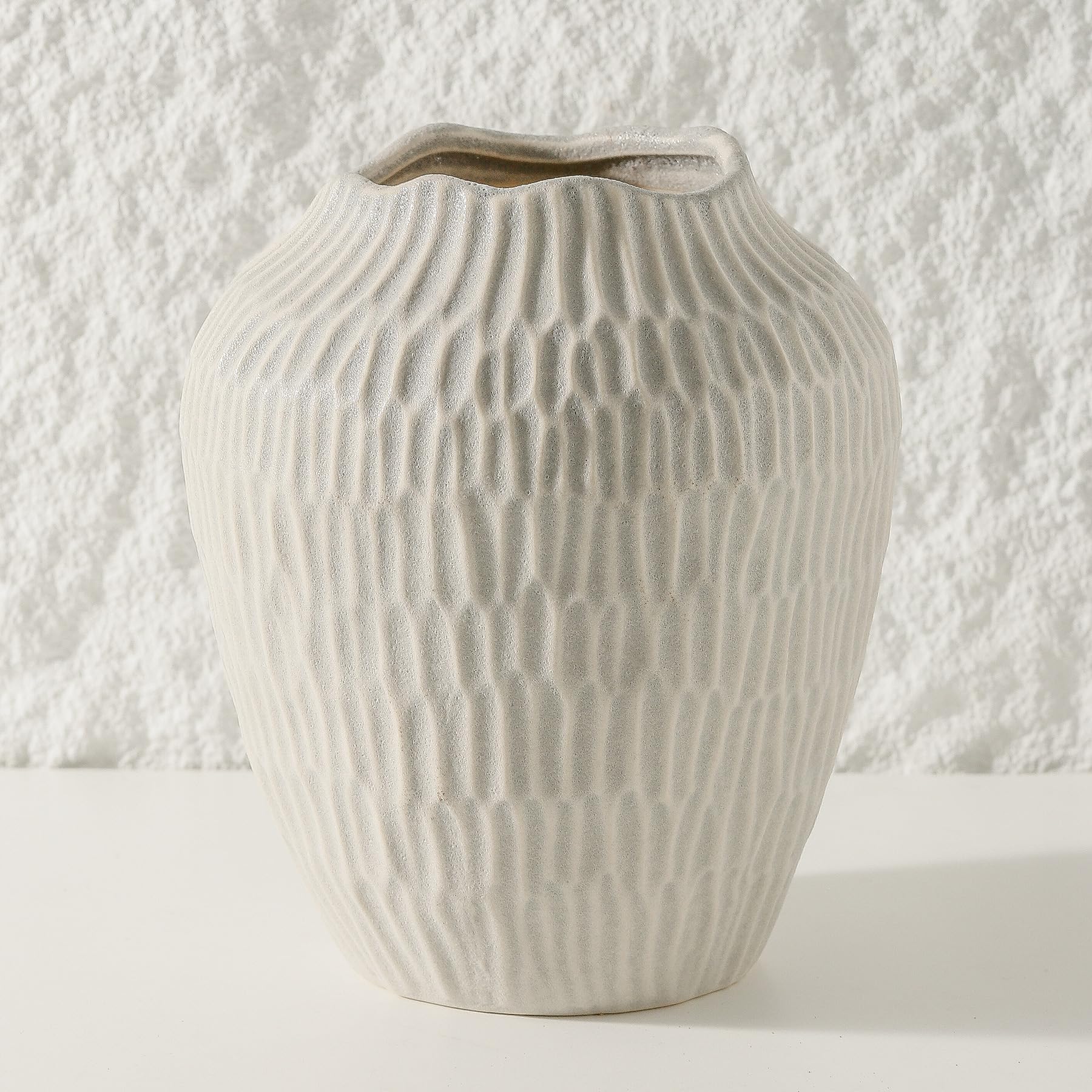 Photo 1 of Uiddo Ceramic Vase for Home Decor,7.8 Inch Flower Vase?Decorative Grey Vases for Pampas Grass?Modern Art Texture for Home Entryway Living Room Dining Table Farmhouse Office Decor-Grey.