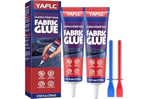 YAFLC Fabric Glue Permanent 75 ml x 2, Fabric Glue for Patch, Clear Fabric Glue for Clothing Permanent Washable, Leather Glue for All Fabrics, Cotton, Denim, Flannel, Polyester