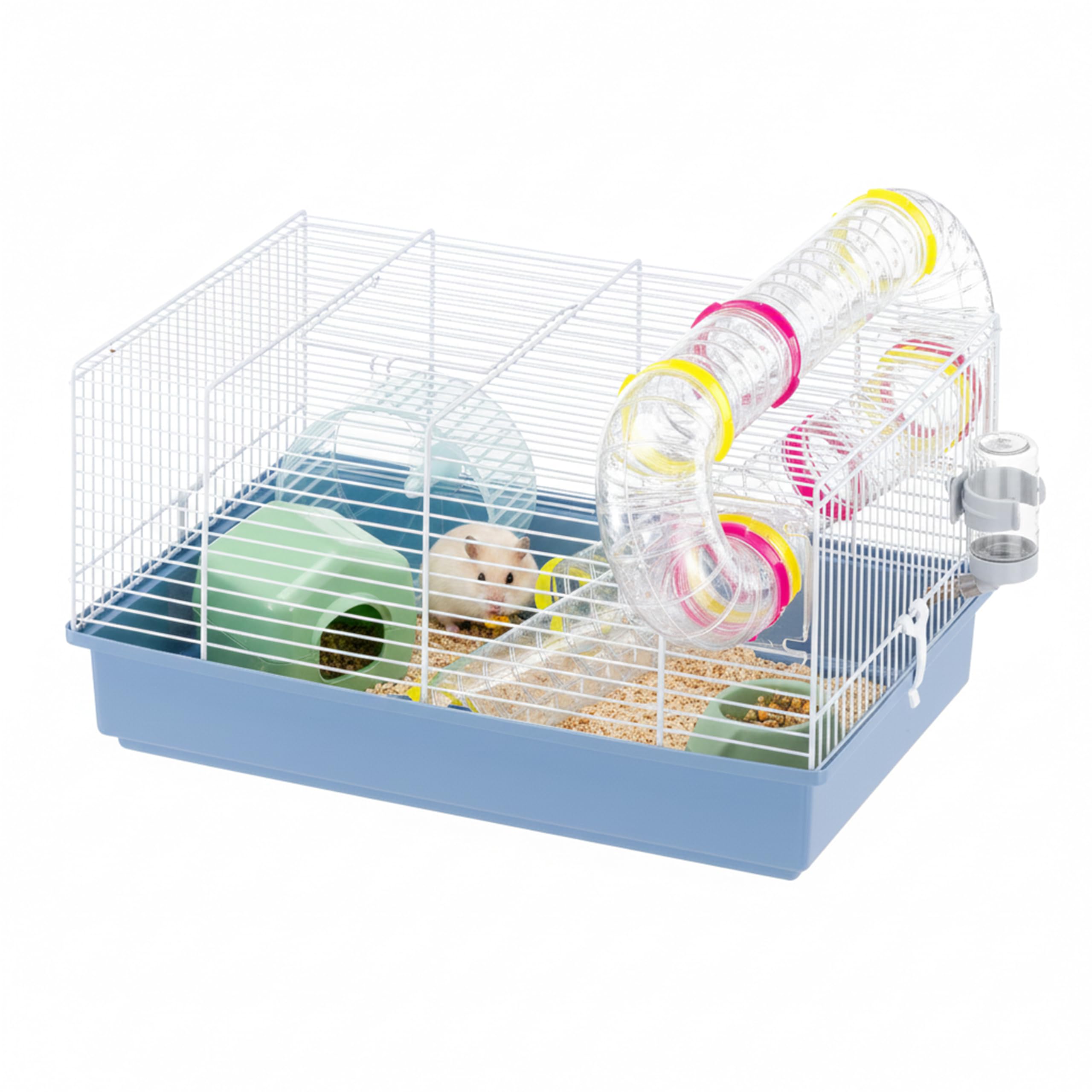 Ferplast Paula Large Hamster Cage - Spacious Interactive Habitat with External Tunnel System - Exercise Wheel & Accessories Included - Easy Clean, 46x29.5xh24.5cm