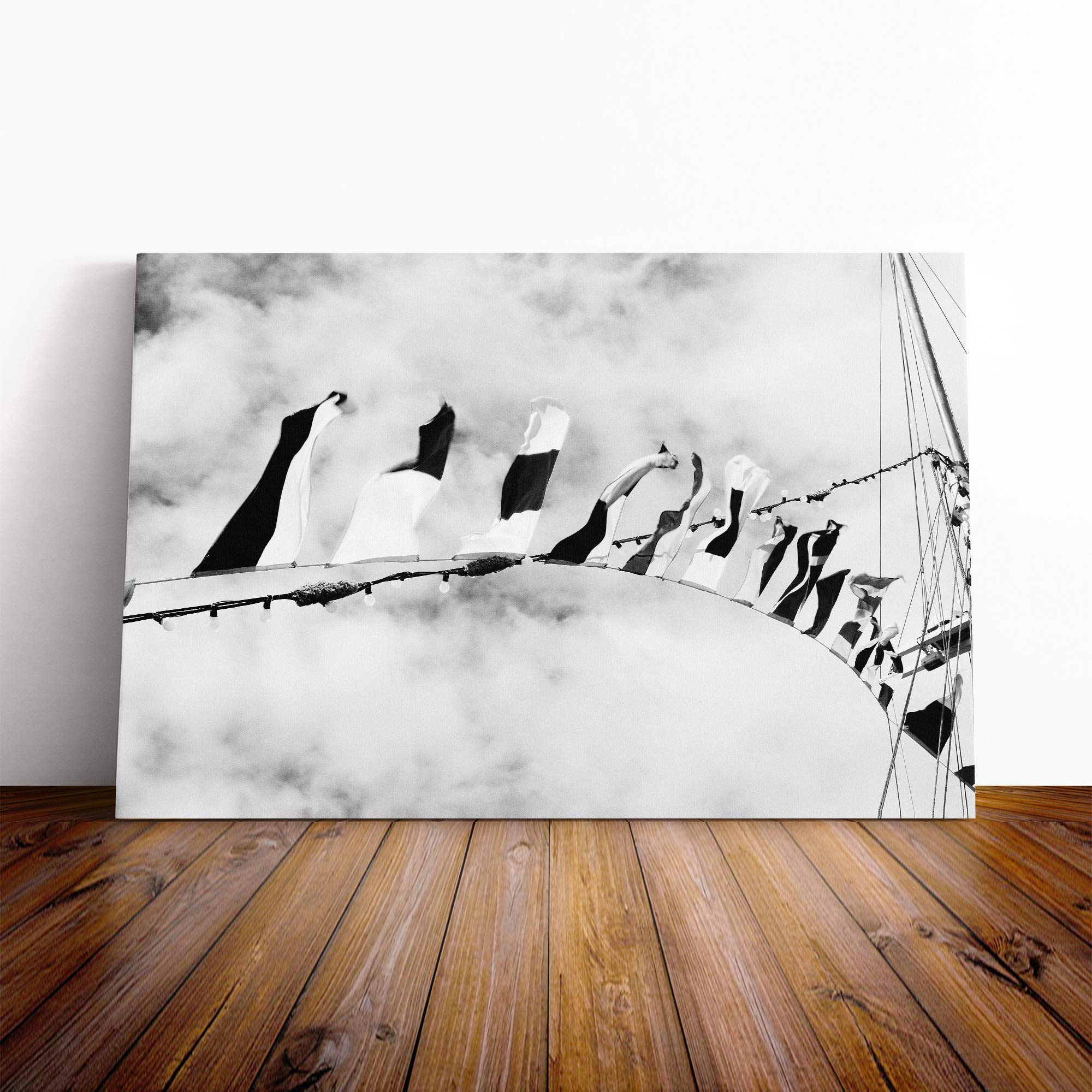 Big Box Art Canvas Print Wall Art Sailing Boat Flags | Mounted and Stretched Box Frame Picture | Home Decor for Kitchen, Living, Dining Room, Bedroom, Hallway, Multi-Colour, 20x14 Inch