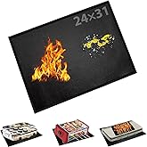 BAKEWAY Under Grill Mats for Outdoor Tabletop Grill - 24 X 31 inch Fireproof-Grill Mats Easy to Clean Reusable Grill Mat, Heat Resistant Grill Table Mat, Fireproof, Waterproof, Oil Proof BBQ Mat