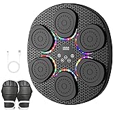 Music Boxing Machine for Kids Adults, Smart Interactive Music Punching Machine with Gloves 9 Modes, 9 Speeds 3 Sensitivity Wall Mounted Electronic Boxing Punching Pad for Reaction Training Black