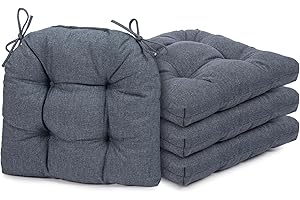 Kyaringtso Chair Cushions for Dining Chairs, 4 Pack Soft and Comfortable Chair Cushions Pads with Ties, Seat Cushions for Kitchen Chairs，Dining Room (4 Pack 17x16, Dark Blue)