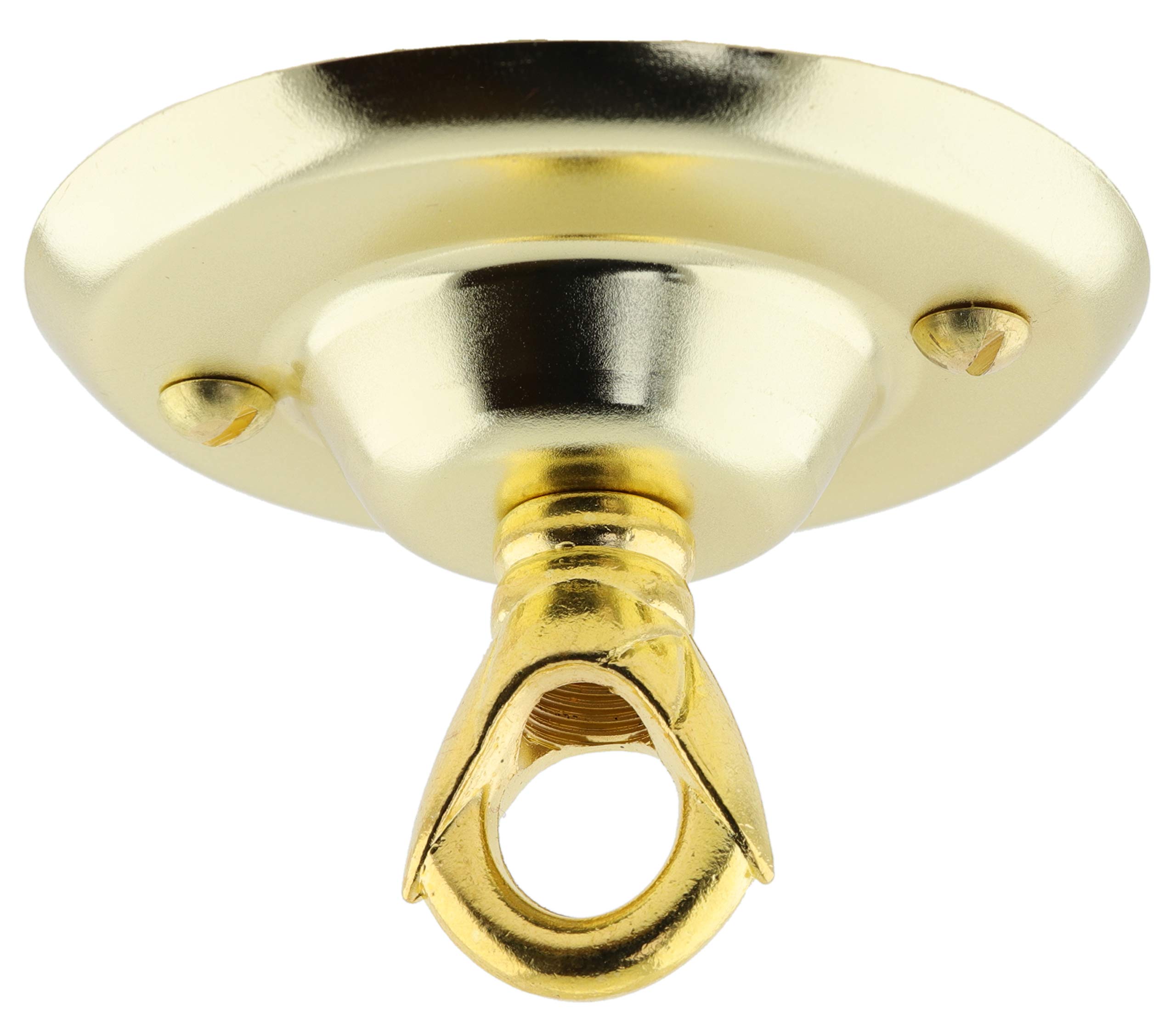 Art Deco Emporium 75mm Vintage Style Ceiling Rose with Art Deco Style Closed Loop in Polished Brass Finish and Brass Fixing Screws