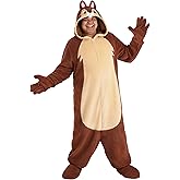 Plus Size Disney Chip 'n Dale Chip Costume for Adults - Hooded Jumpsuit with Gloves & Shoe Covers