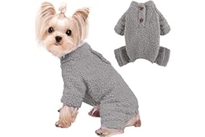 CCURRILI XS Dog Clothes Dog Sweaters for Small Dogs Winter Small Dog Sweater Jumpsuits Fleece Warm Dog Pajamas Pet Clothing Puppy Sweater Onesies (X-Small, Gray)