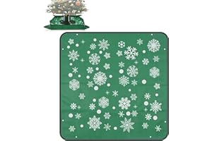 JOEWUZUN 39" Christmas Tree Mat Waterproof with Snowflake Print PE Christmas Tree Floor Protector Mat, Green Christmas Tree Skirt Large for Winter Holiday Home Party, Indoor Outdoor Xmas Decorations