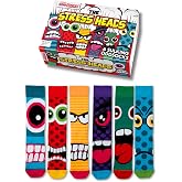 United Oddsocks The Stress Heads Gift Box, 6 Colourful Mix and Match Men&rsquo;s Socks, Funny Monster Face Novelty Crew Socks Multipack, Cotton Rich Socks for Men, Fun Gift, UK 6-11, EUR 39-46, US 7-12