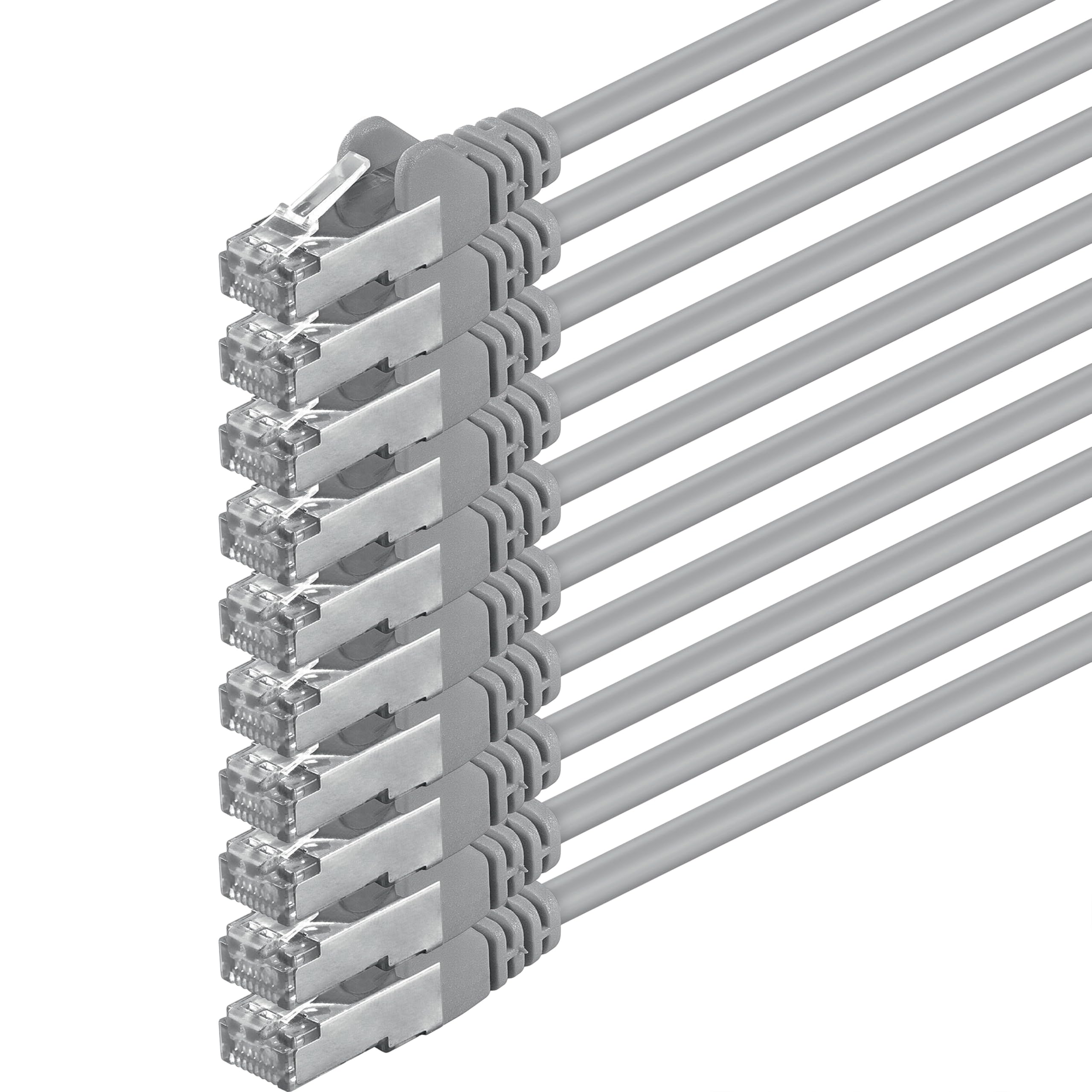 1aTTack CAT5 FTP foil-shielded network cable with 2x RJ45 connector set (10 pieces) 0.5m gray